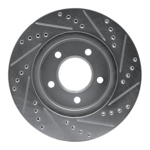Chrysler LHS Brake Rotor (1) - Front Left - R1 Concepts - Drilled & Slotted - Silver - `98-`00